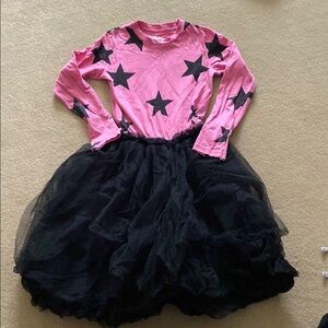 Nununu Pink and Black Starry Kids dress